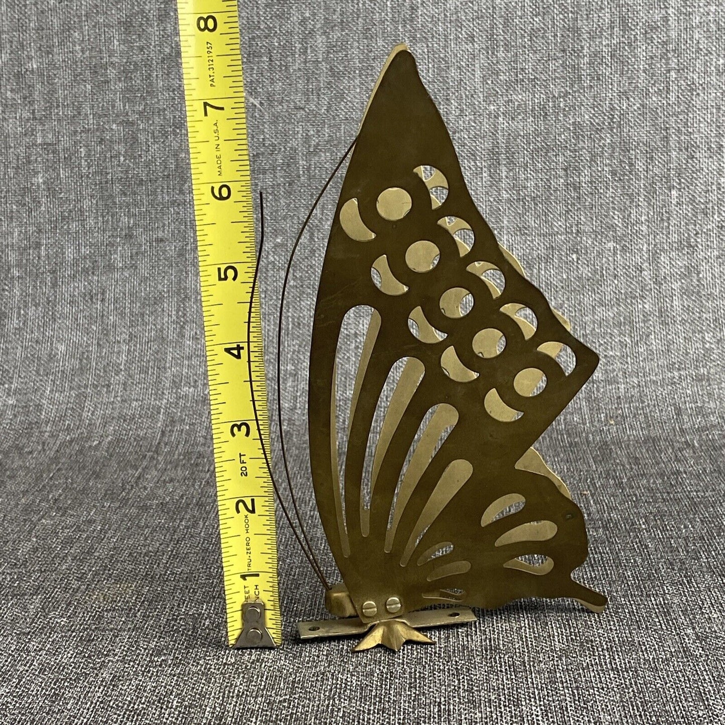 Set Of 3 Brass Butterflies w/ Antennas Figure Free Stand or Wall Hang Boho