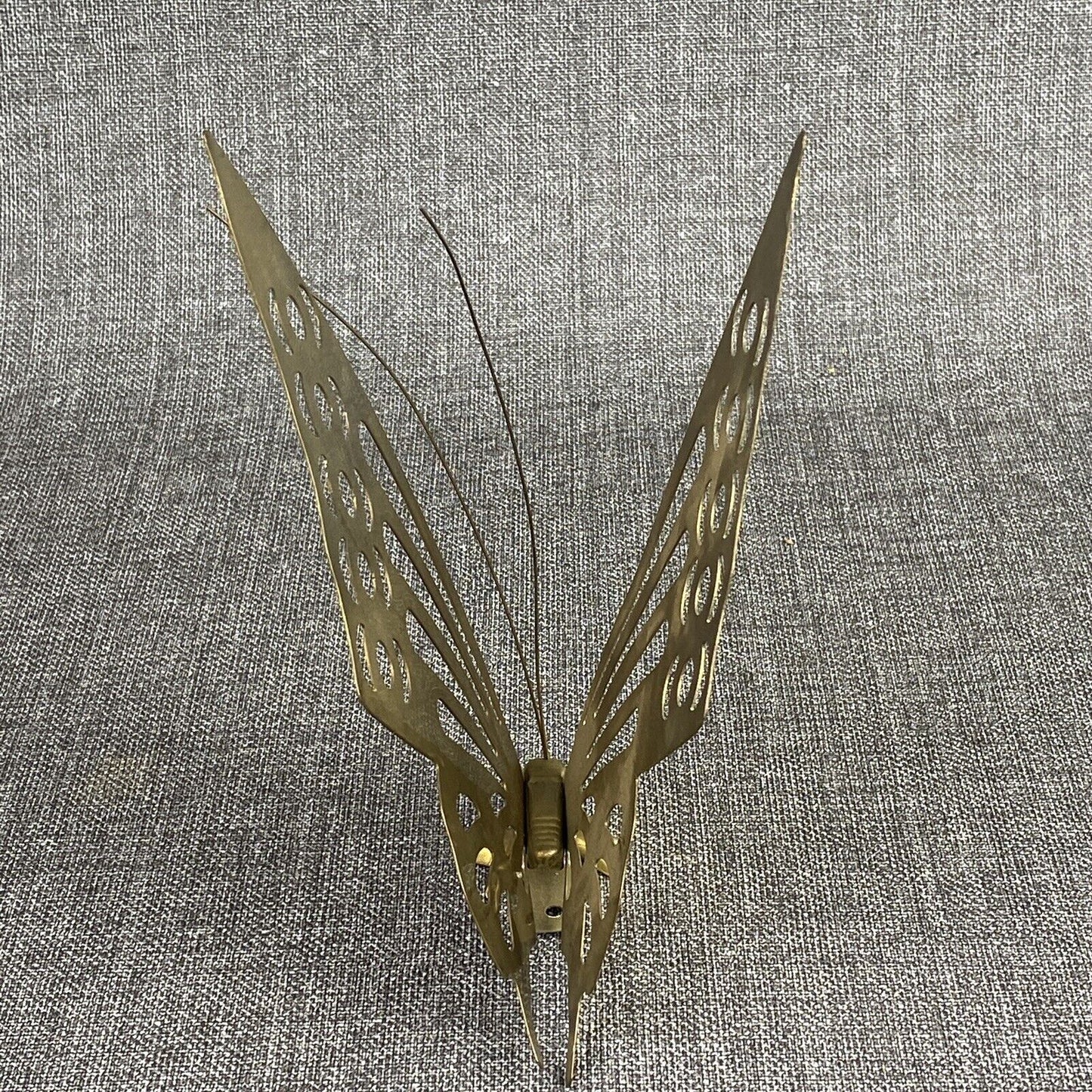 Set Of 3 Brass Butterflies w/ Antennas Figure Free Stand or Wall Hang Boho