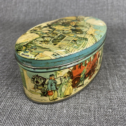 Vintage Candy Oval Tin Can THORNE'S Toffee made in England 8"x4"x2.5"