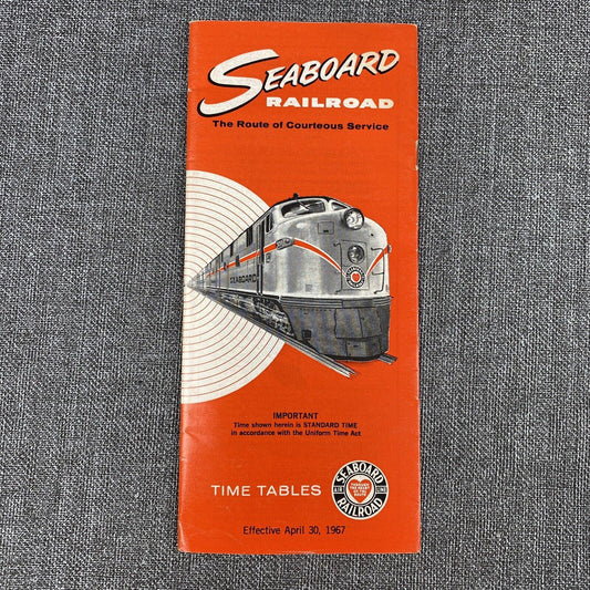 Seaboard Railroad Time Tables April 30, 1967