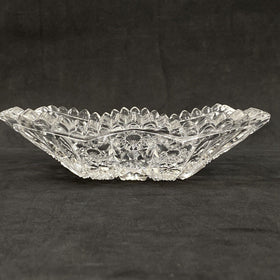 Vintage Imperial Glass Lead Crystal Square Serving Dish Bowl Saw Tooth Edge 50's