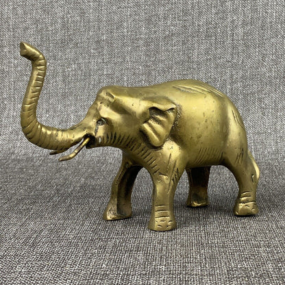 Vintage Solid Brass Elephant Statue Figurine 7"x5"