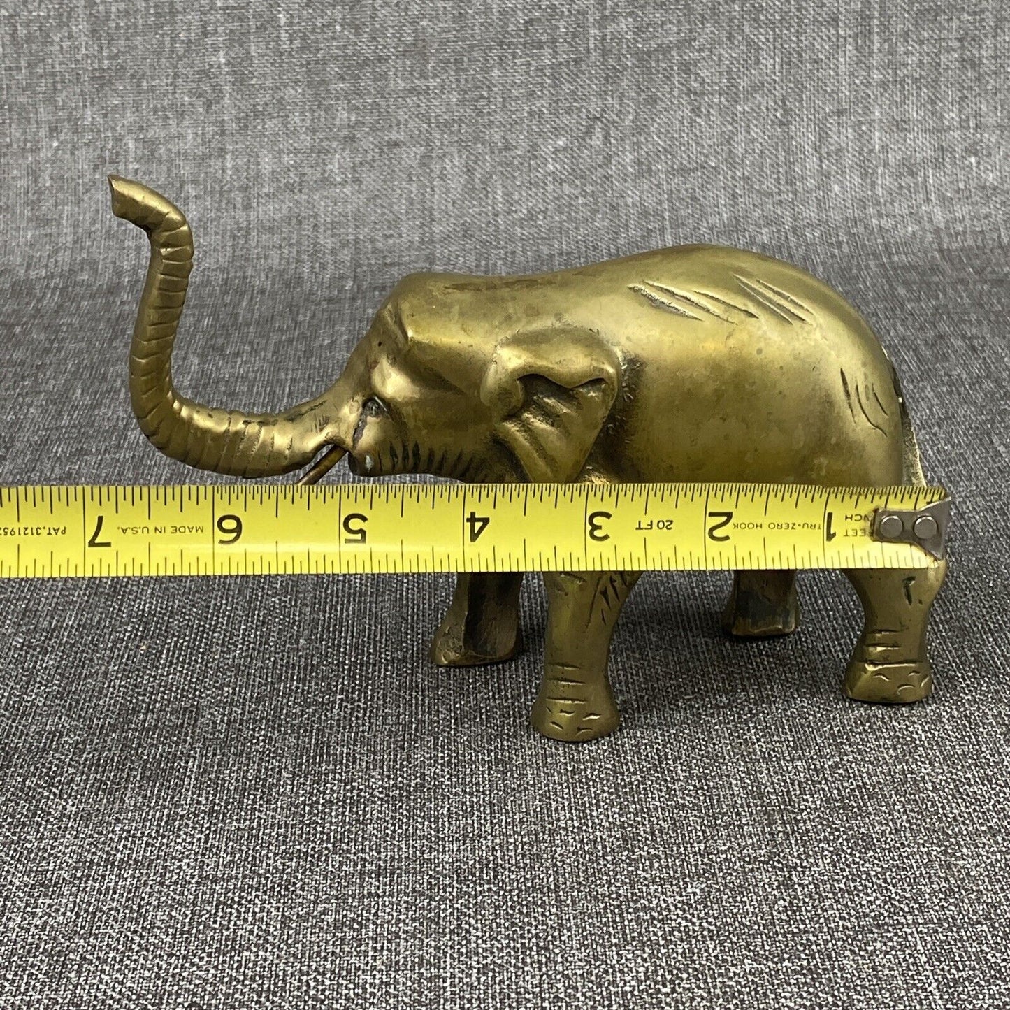 Vintage Solid Brass Elephant Statue Figurine 7"x5"