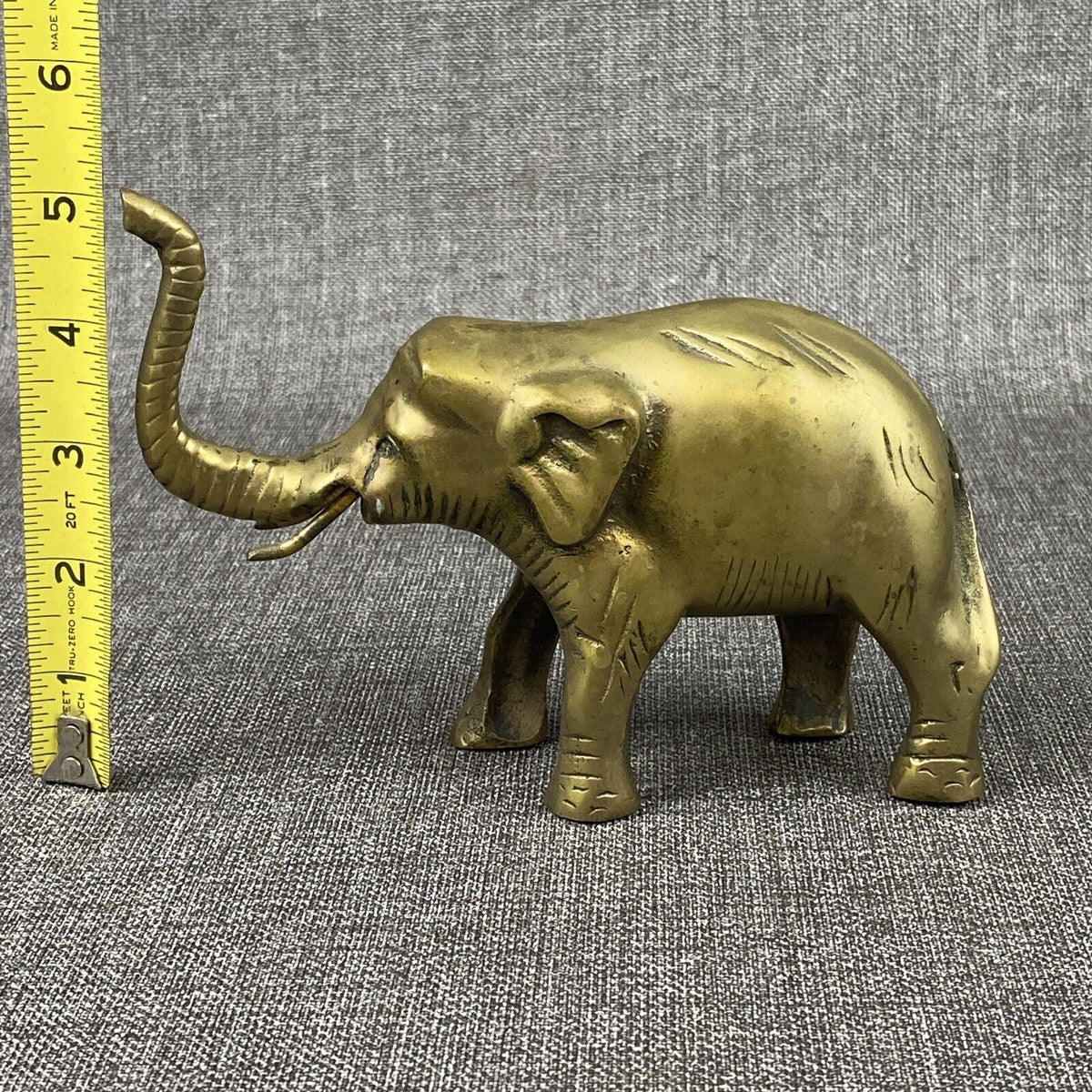 Vintage Solid Brass Elephant Statue Figurine 7"x5"