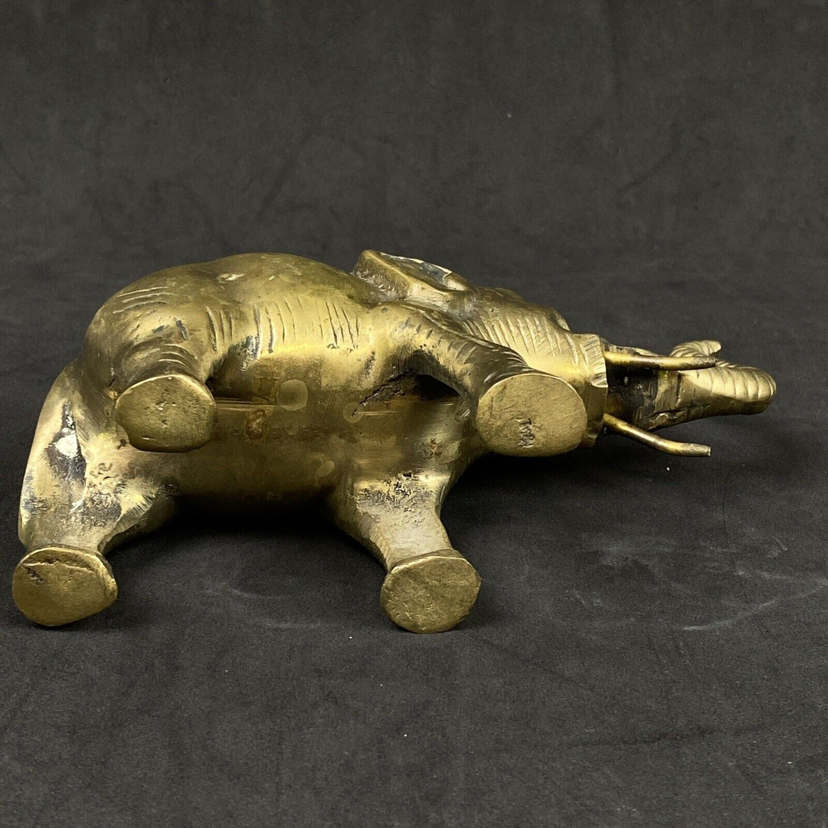 Vintage Solid Brass Elephant Statue Figurine 7"x5"