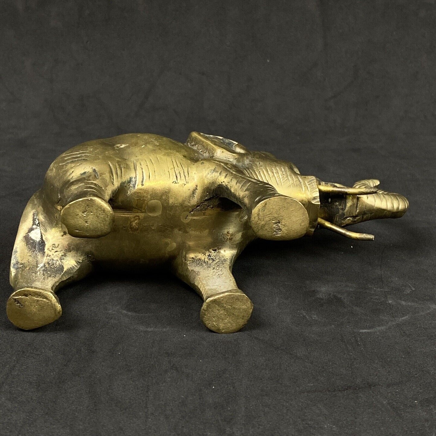 Vintage Solid Brass Elephant Statue Figurine 7"x5"