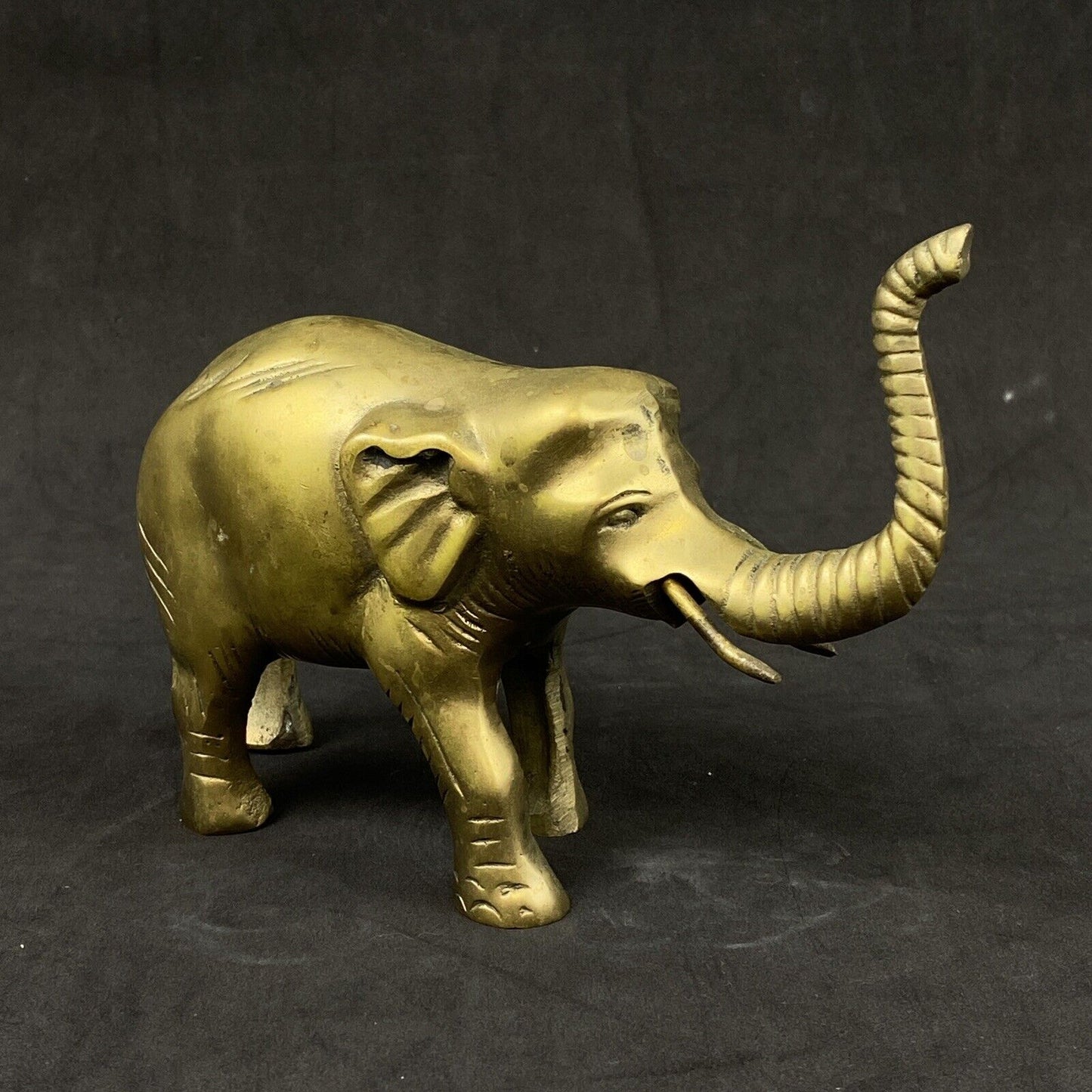 Vintage Solid Brass Elephant Statue Figurine 7"x5"