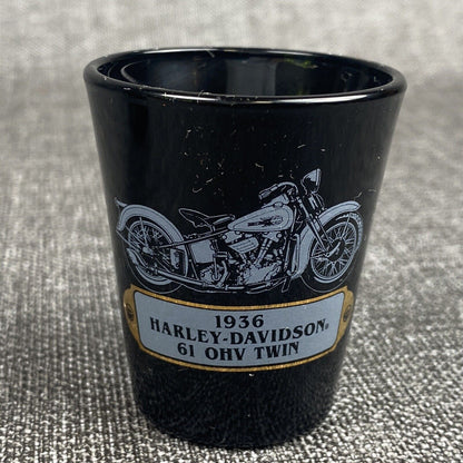 Lot of 2 - Harley Davidson Pewter Knucklehead Medallion Black Shot Glass