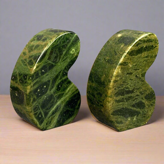 Alabaster Comma Stone Sculpture Bookends Pair Set made in Italy