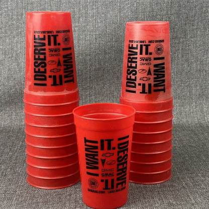 GM Automobile Red Advertising Promo 6 Plastic Cups