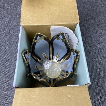 NIB Partylite Waterlily Lotus Frosted Glass Gold Metal Tealight Holder P0560 Box