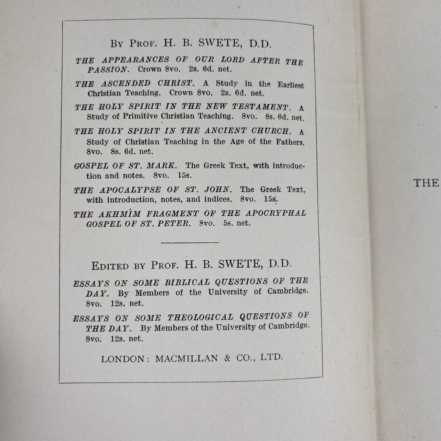 H.B. Swete The Last Discourse & Prayer Appearances of Our Lord after the Passion