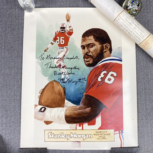 Stanley Morgan New England Patriots Poster 20"x16" SIGNED to Governor Campbell