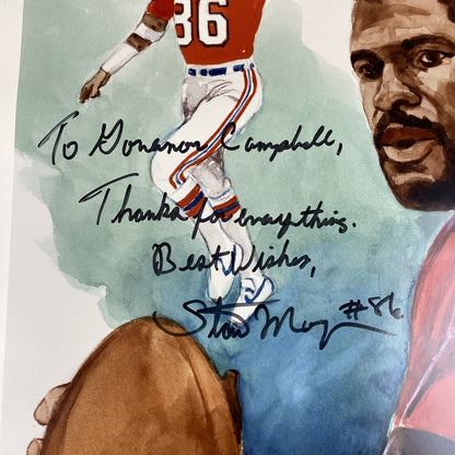 Stanley Morgan New England Patriots Poster 20"x16" SIGNED to Governor Campbell