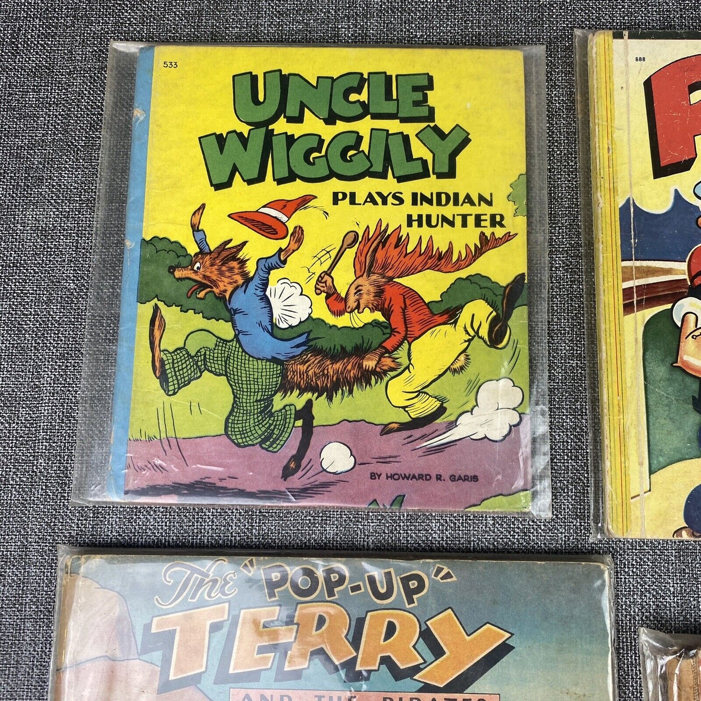 Lot of 4 vintage children's books Popeye , Uncle Winggily , Freckles, Terry