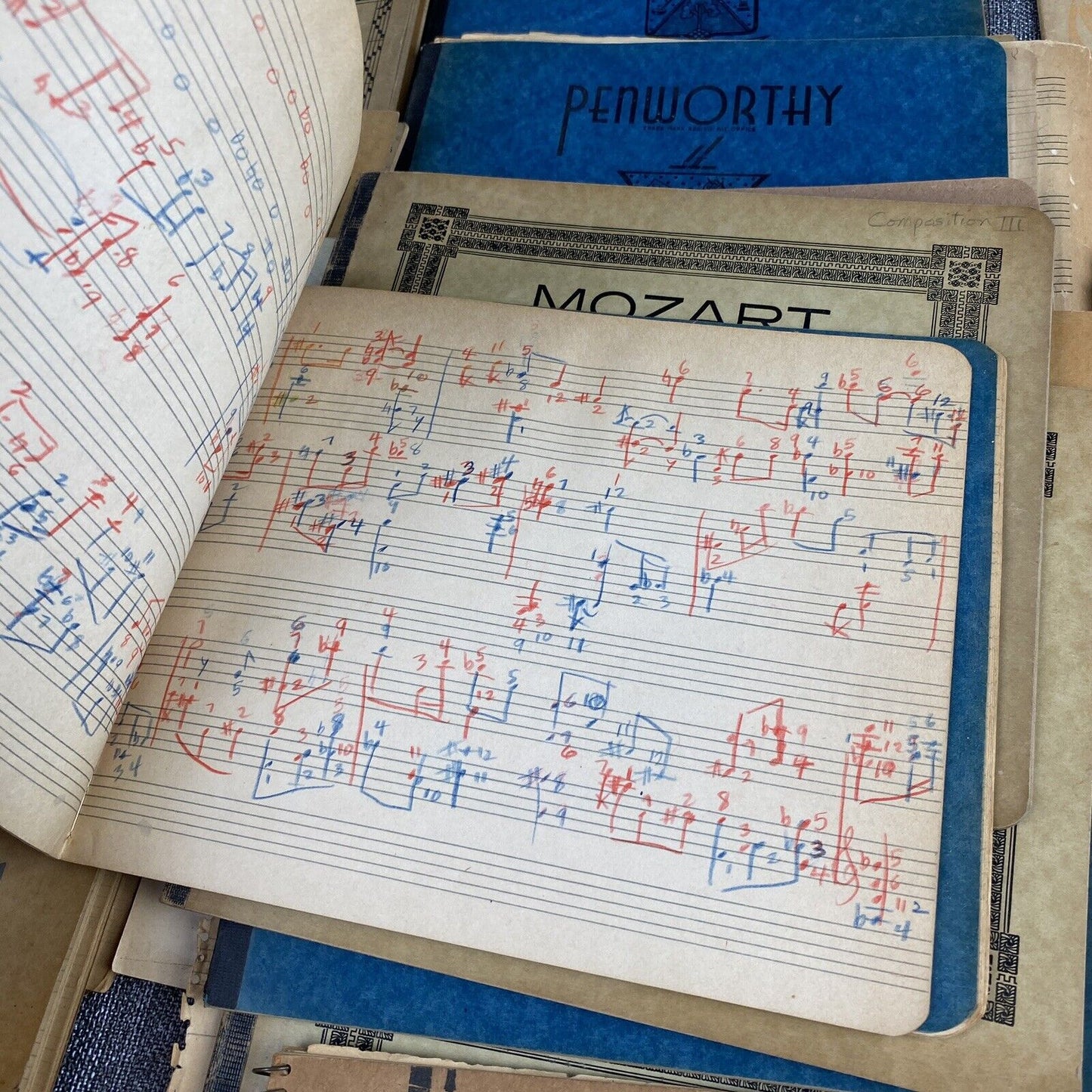 Large Lot of Antique Music Notebooks , USED and Notes Taken