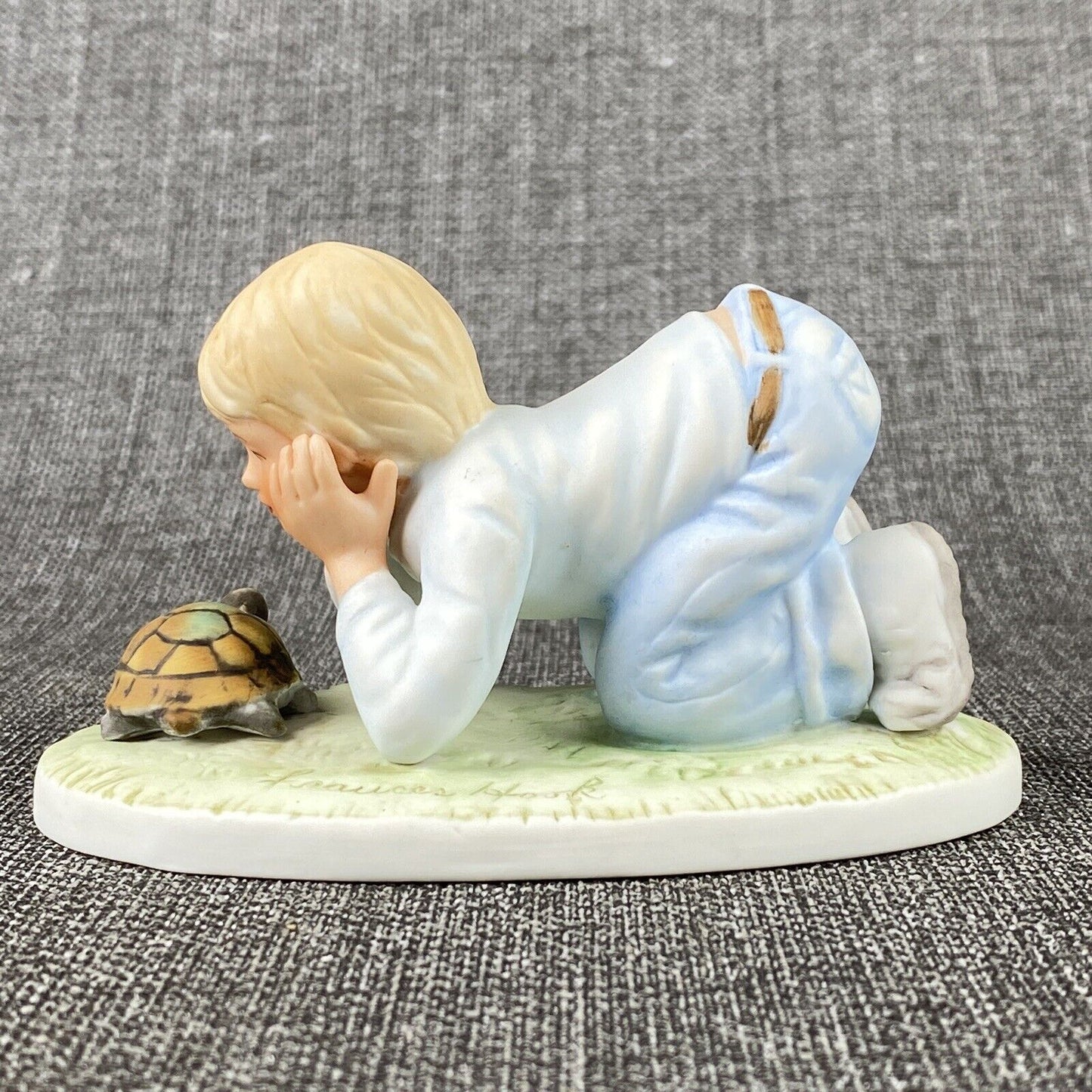 Vintage 1983 Frances Hook Finish Line Boy with Turtle Porcelain Figurine Limited