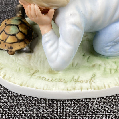 Vintage 1983 Frances Hook Finish Line Boy with Turtle Porcelain Figurine Limited