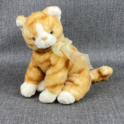 Vintage Kellytoy Cat Plush Animal Realistic Stripped Sitting 10 Inch