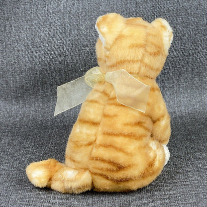 Vintage Kellytoy Cat Plush Animal Realistic Stripped Sitting 10 Inch