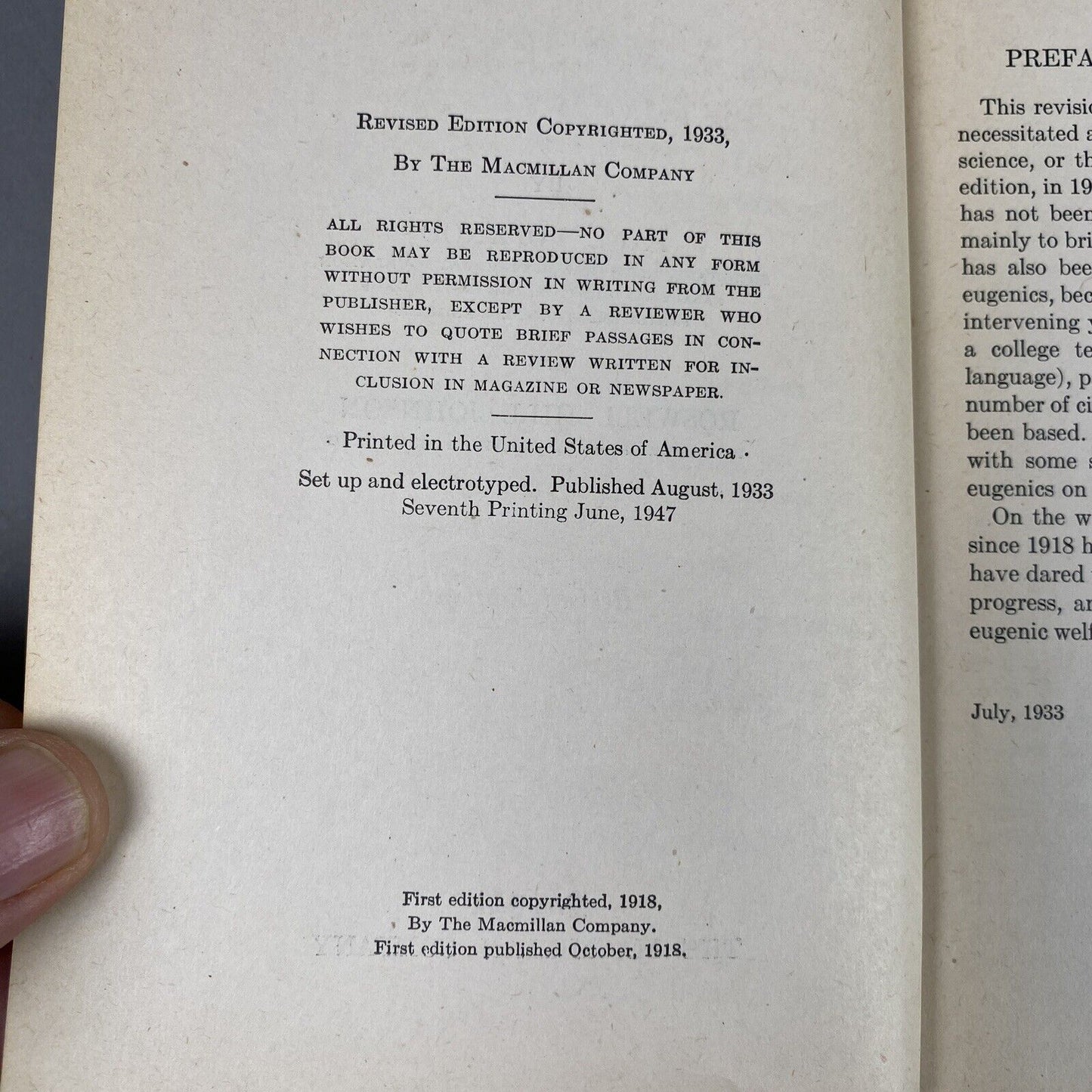 Applied Eugenics by P. Popenoe and R. H. Johnson Revised Edition 1933, 7th print