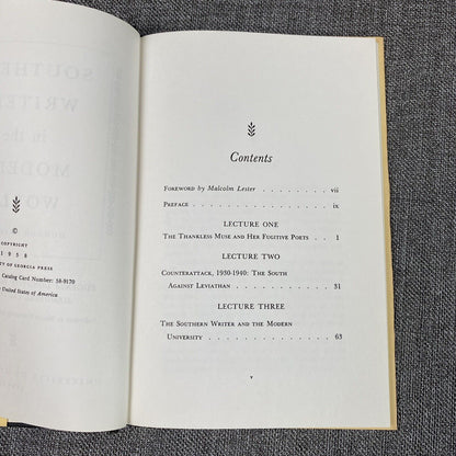 Southern Writers In The Modern World Donald Davidson Eugenia Lamar Lectures 1958