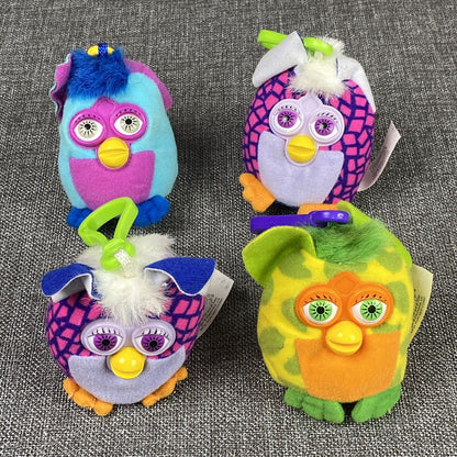 (4 Count) Furby McDonalds Plush Stuffed Toy Keychains Clip On Vintage