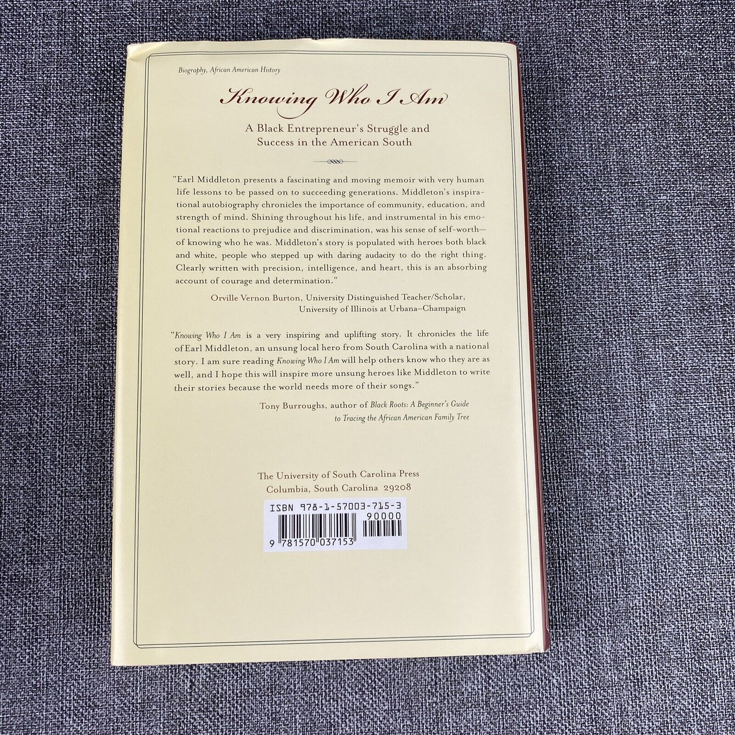 Knowing Who I Am: A Black Entrepreneur's Struggle E.M. Middleton/Barnes SIGNED