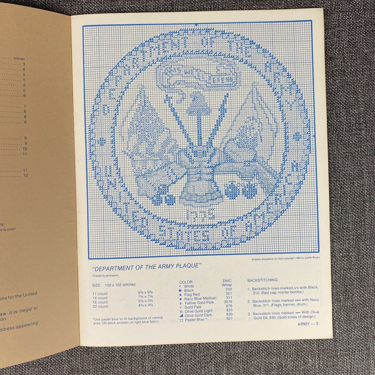 Needlecraft Cross Stitch  UNITED STATES Army Patterns, Judith Brown, VA