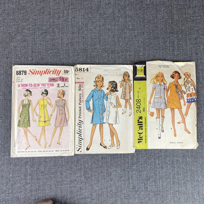 Lot Vintage Childs Pattern Size 12, Cut , 1970s (Lot of 3)