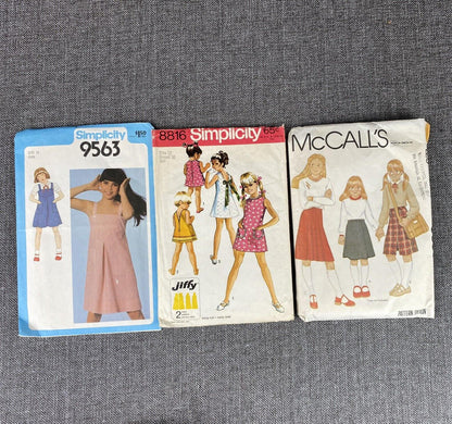 Lot Vintage Childs Pattern Sz 12 ,Cut ,1970s (Lot of 3)