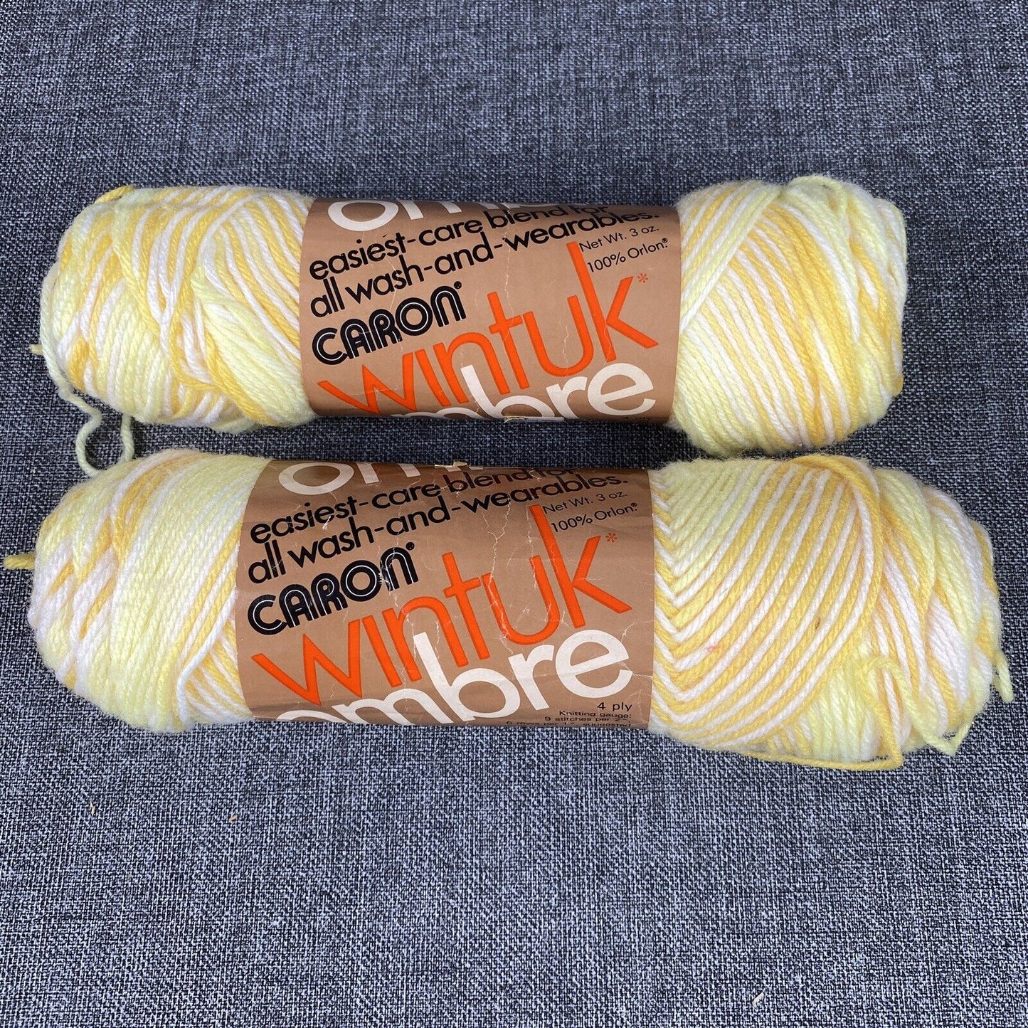 2 Skeins Caron Wintuk Lemon Ice 4 ply Yarn Knit Crochet 3 oz