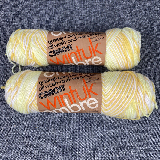 2 Skeins Caron Wintuk Lemon Ice 4 ply Yarn Knit Crochet 3 oz