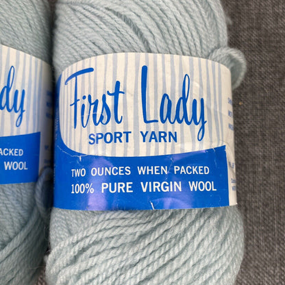 Vintage First Lady Sport Virgin Wool Yarn Set 2 skeins #6343 Baby Blue