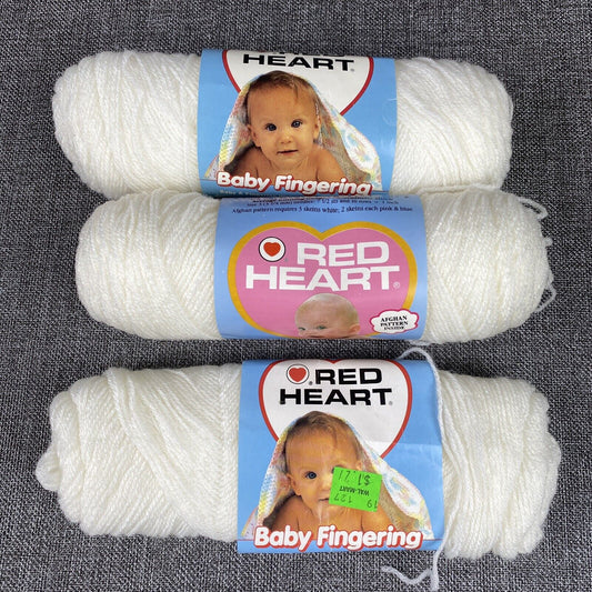 3 -  Vintage Red Heart Baby Yarn #001 White