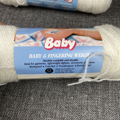 3 -  Vintage Red Heart Baby Yarn #001 White