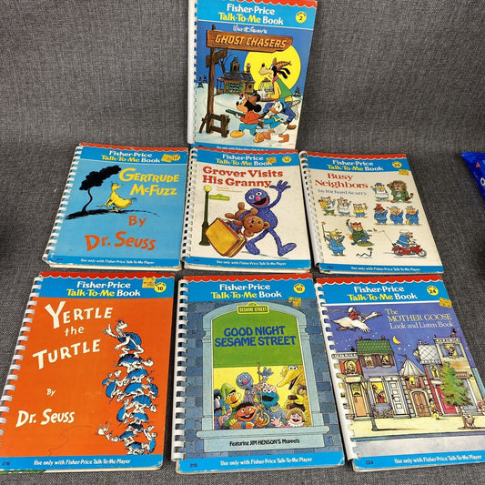 Vintage 1970's Lot of 7 Fisher Price Talk to Me Player Books- Disney, Sesame