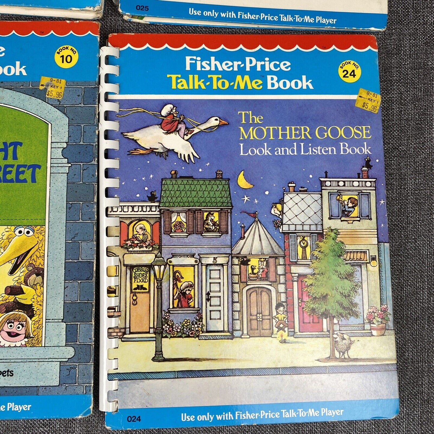 Vintage 1970's Lot of 7 Fisher Price Talk to Me Player Books- Disney, Sesame