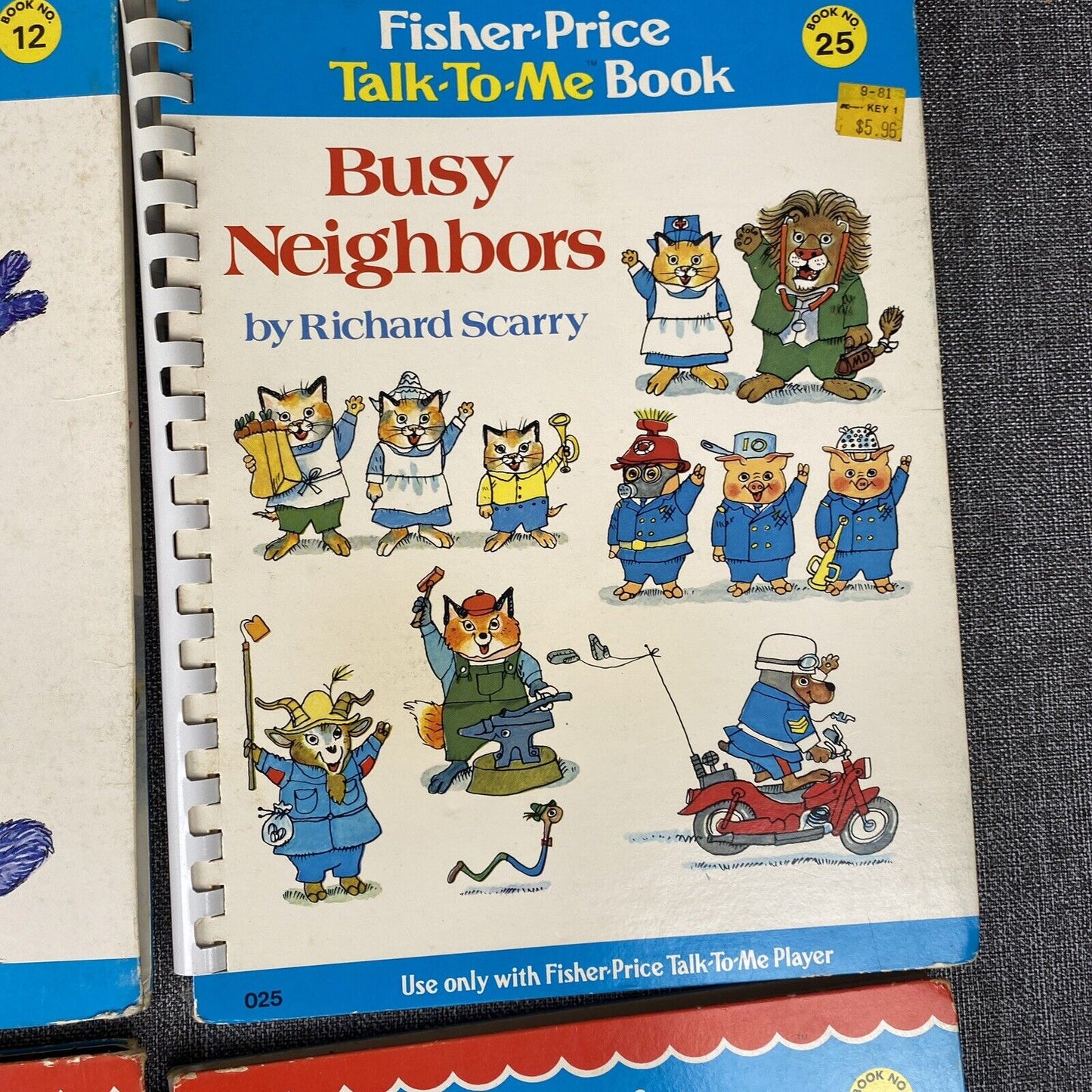Vintage 1970's Lot of 7 Fisher Price Talk to Me Player Books- Disney, Sesame