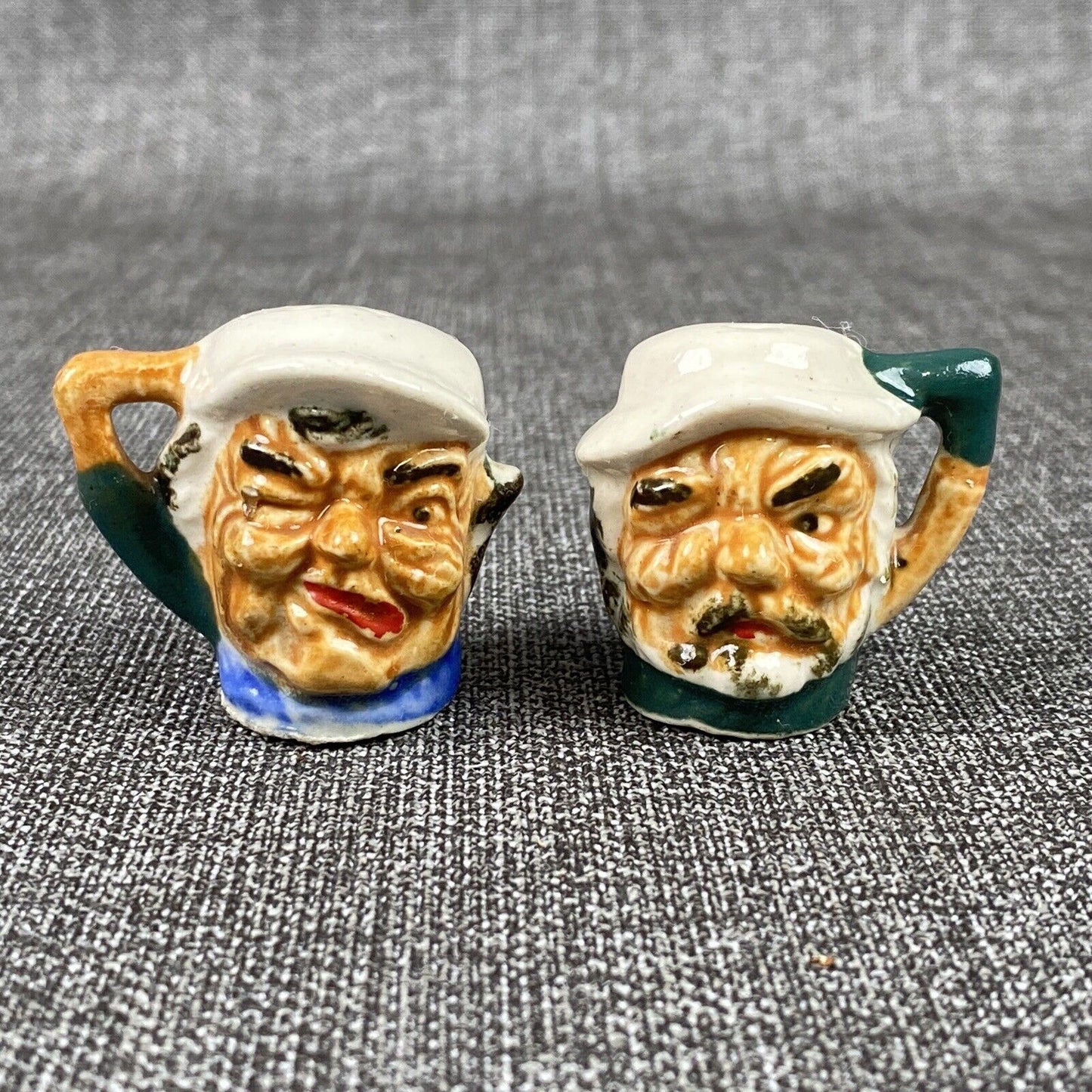 Vintage Japanese Porcelain Salt & Pepper Shakers Head Mugs