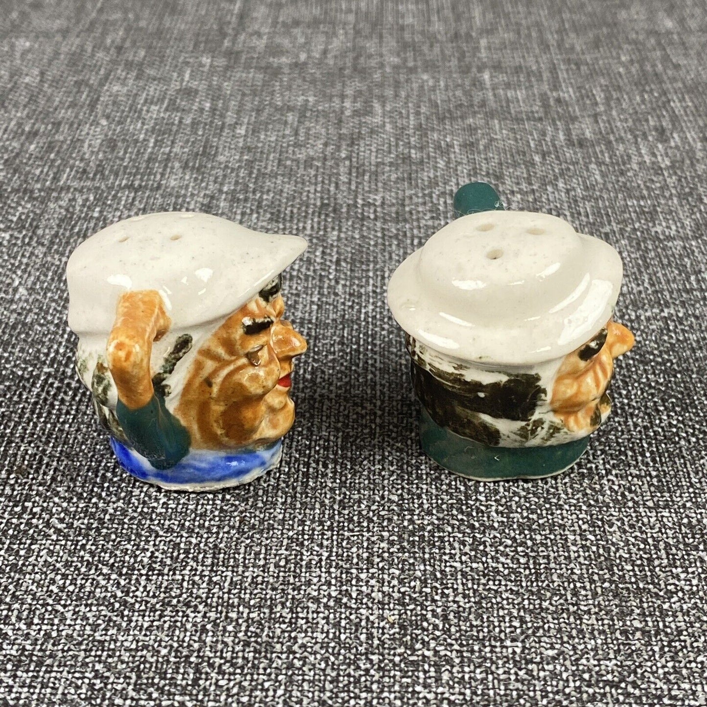 Vintage Japanese Porcelain Salt & Pepper Shakers Head Mugs