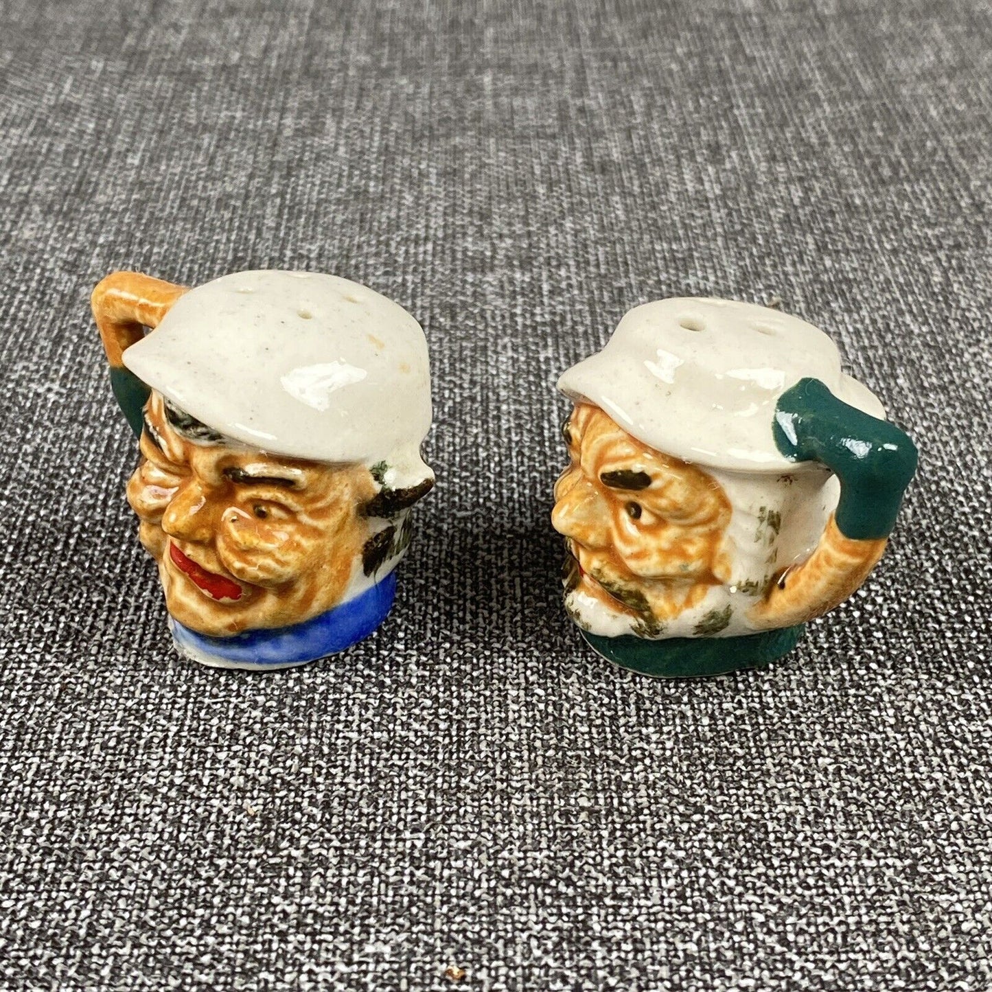 Vintage Japanese Porcelain Salt & Pepper Shakers Head Mugs