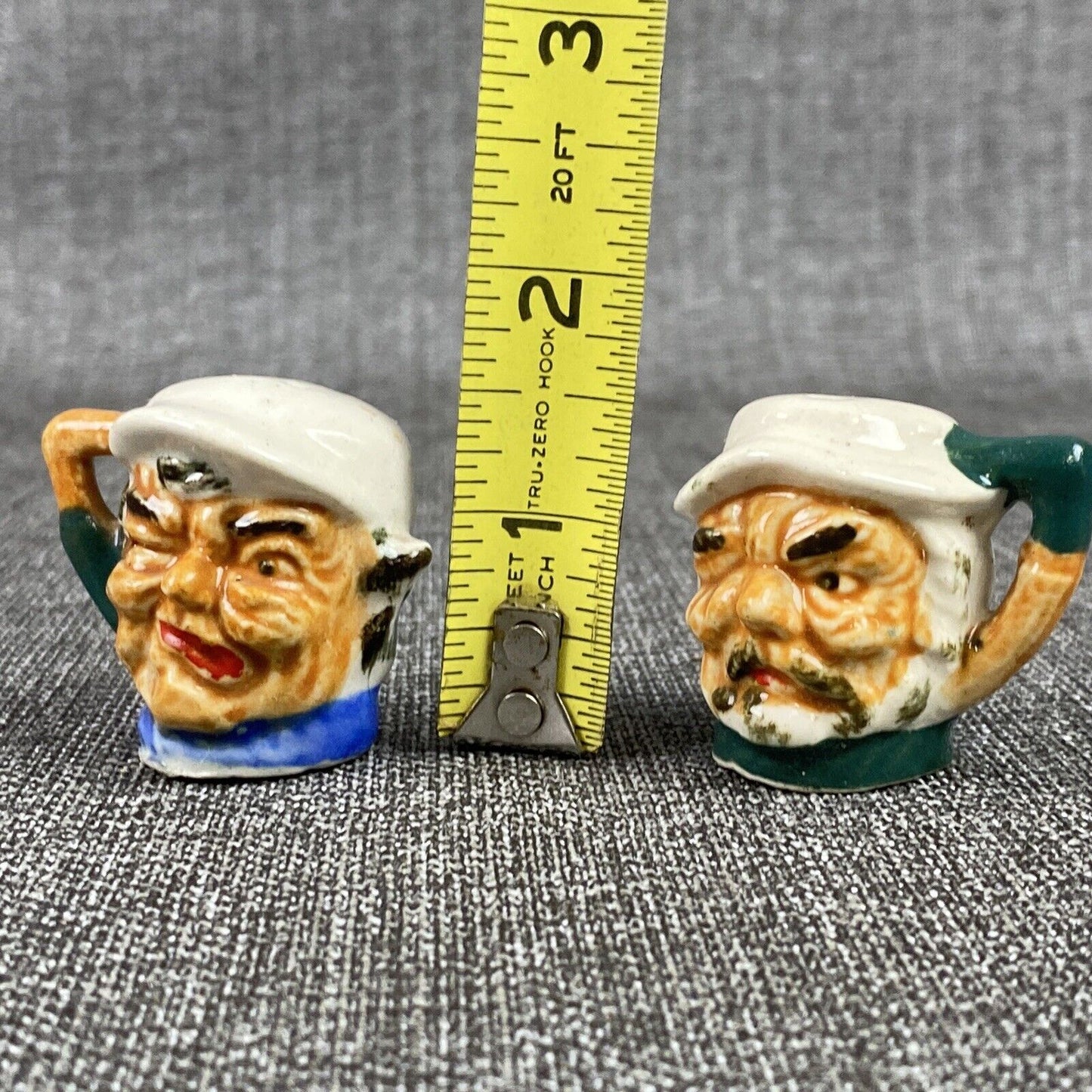 Vintage Japanese Porcelain Salt & Pepper Shakers Head Mugs