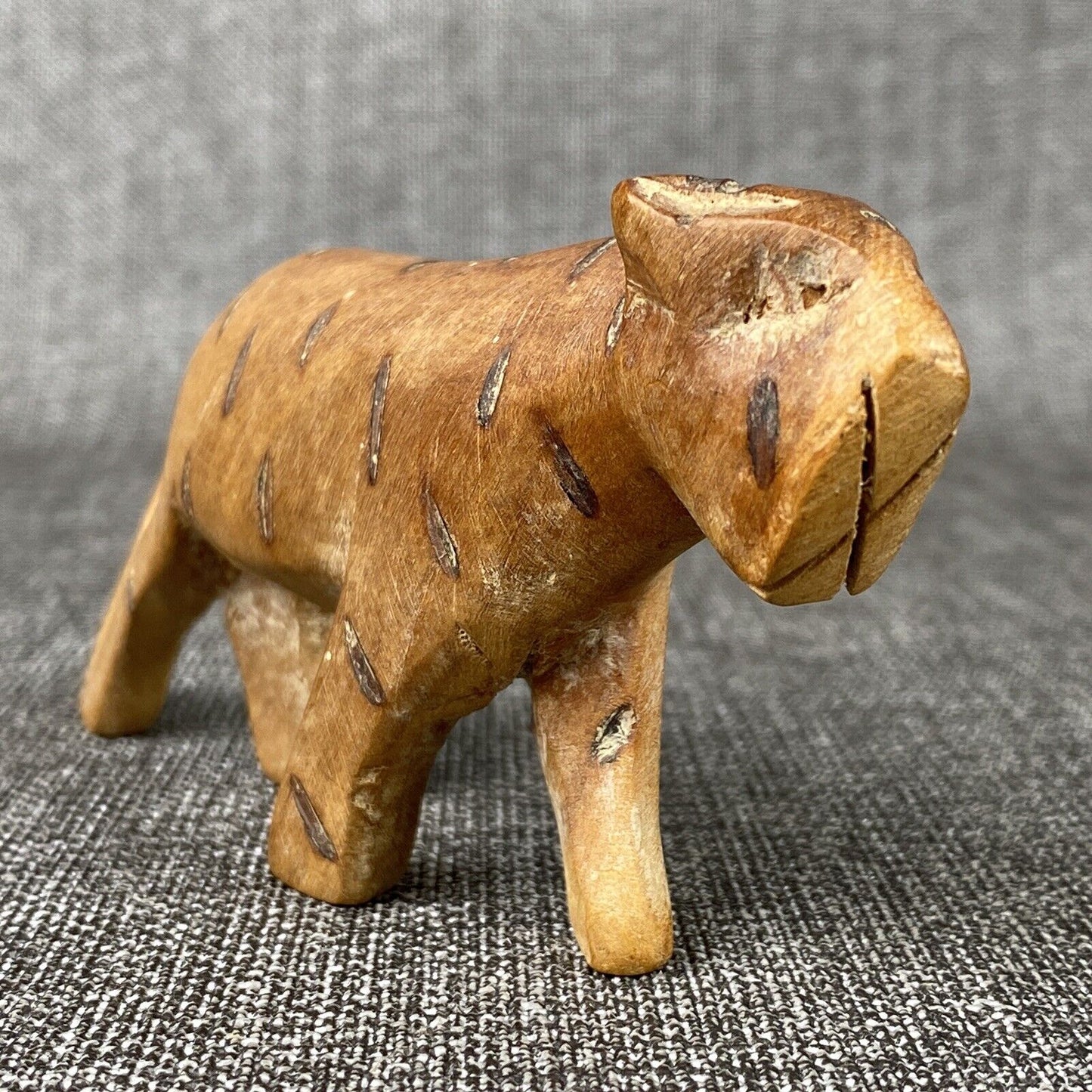 Hand Carved Wood Tiger Figure Primitive Folk Art Piece 6" long