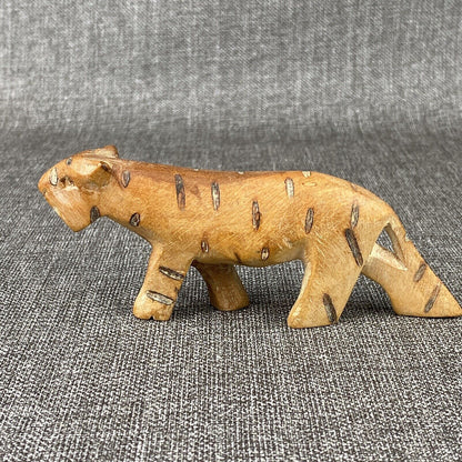 Hand Carved Wood Tiger Figure Primitive Folk Art Piece 6" long