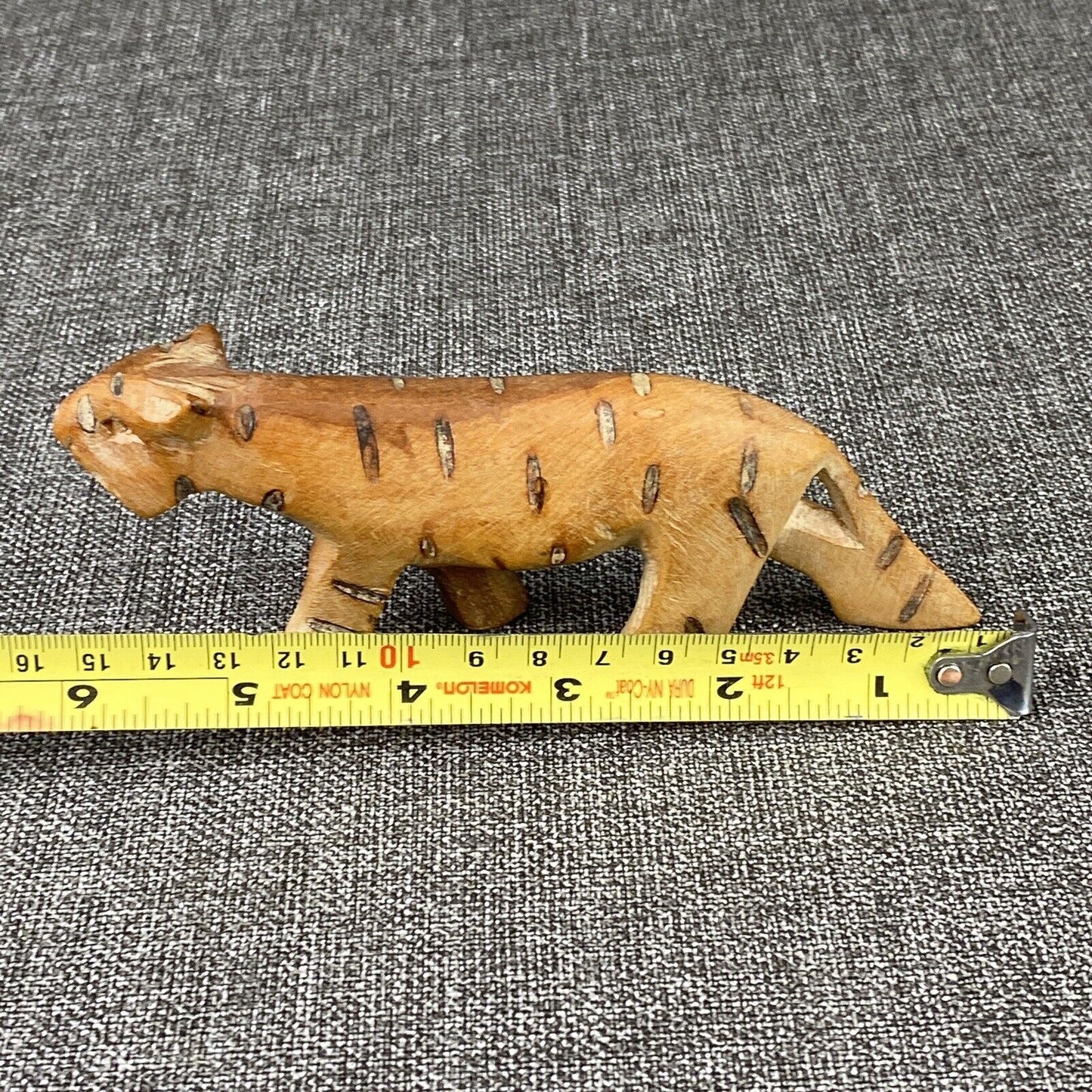 Hand Carved Wood Tiger Figure Primitive Folk Art Piece 6" long