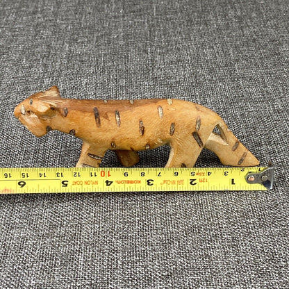 Hand Carved Wood Tiger Figure Primitive Folk Art Piece 6" long