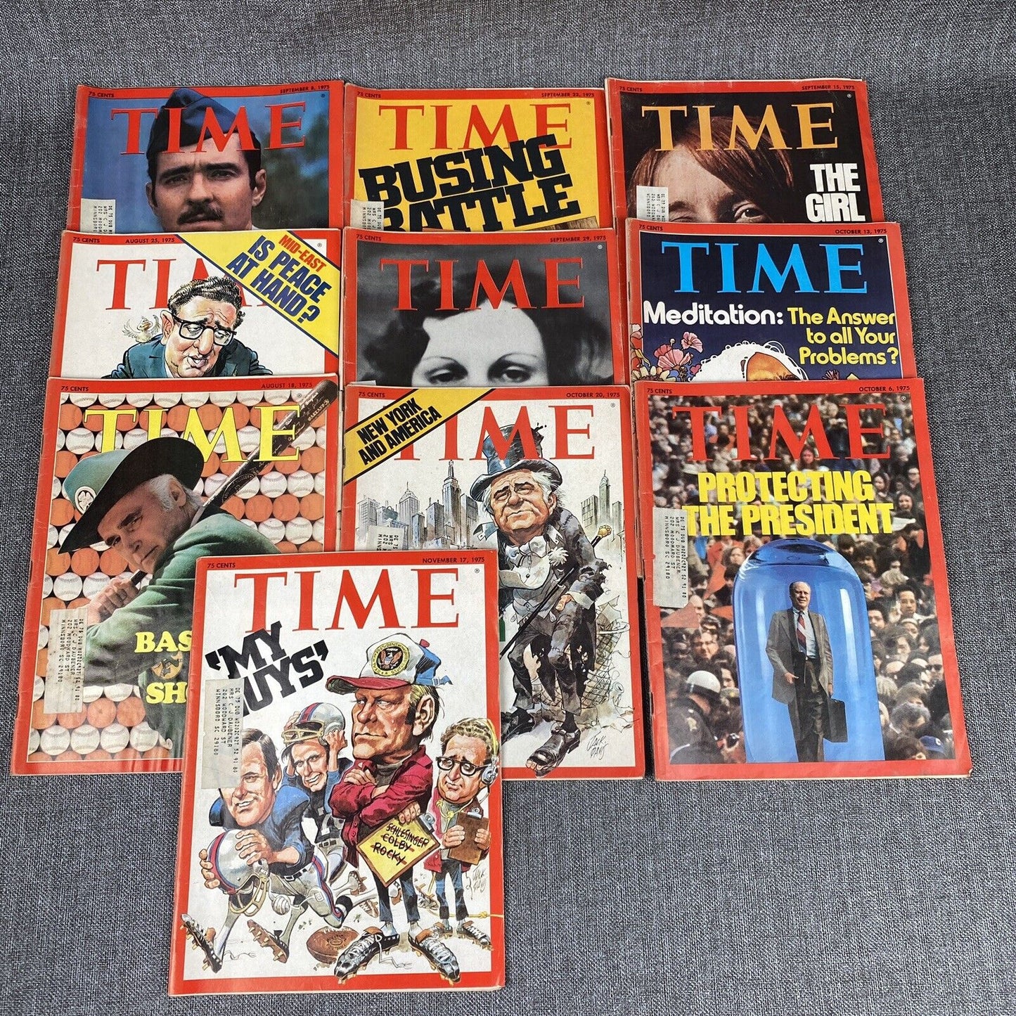 Time Magazine (1975) Vintage Lot of 10