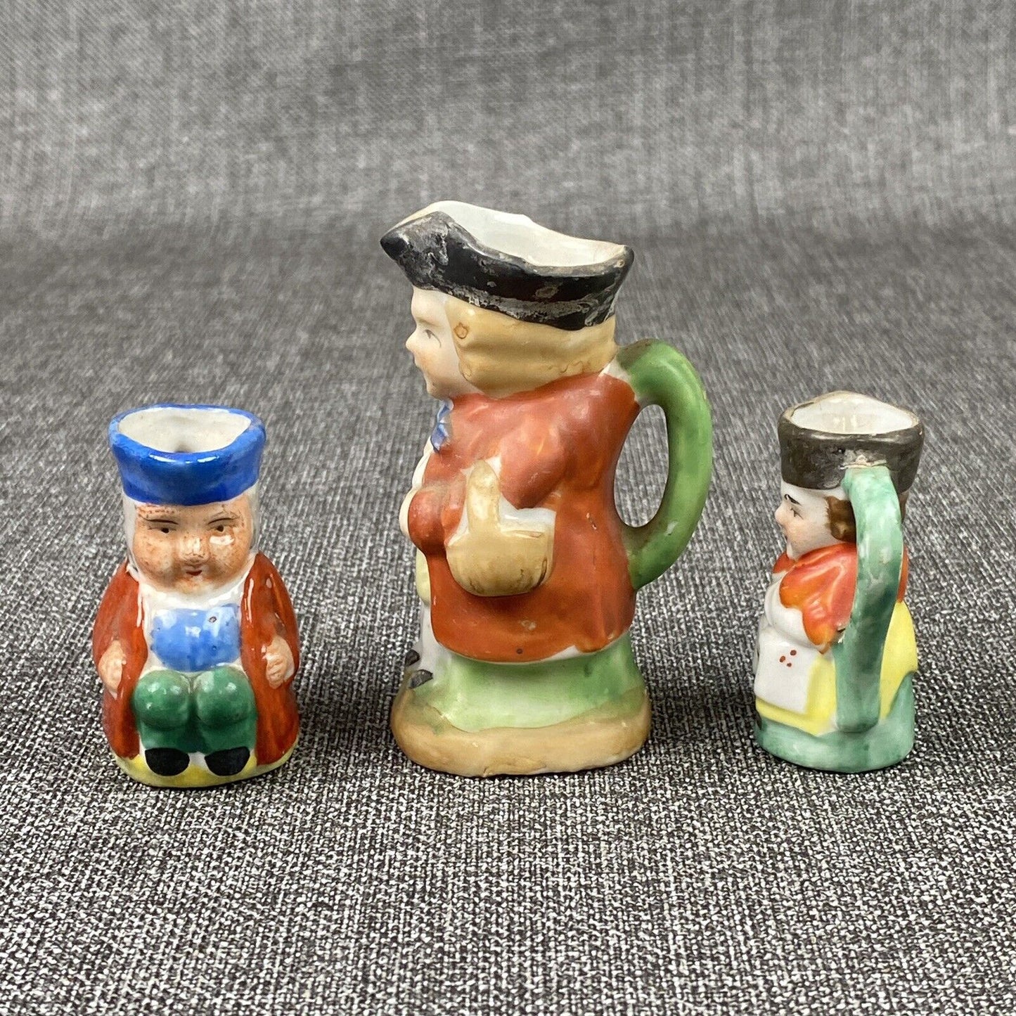 Occupied Japan Figurines Vintage CERAMIC COLONIAL Mini Mugs