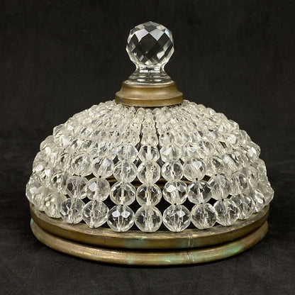 Vintage French Czech Beaded Crystal Globe Ceiling Light Fixture Dome